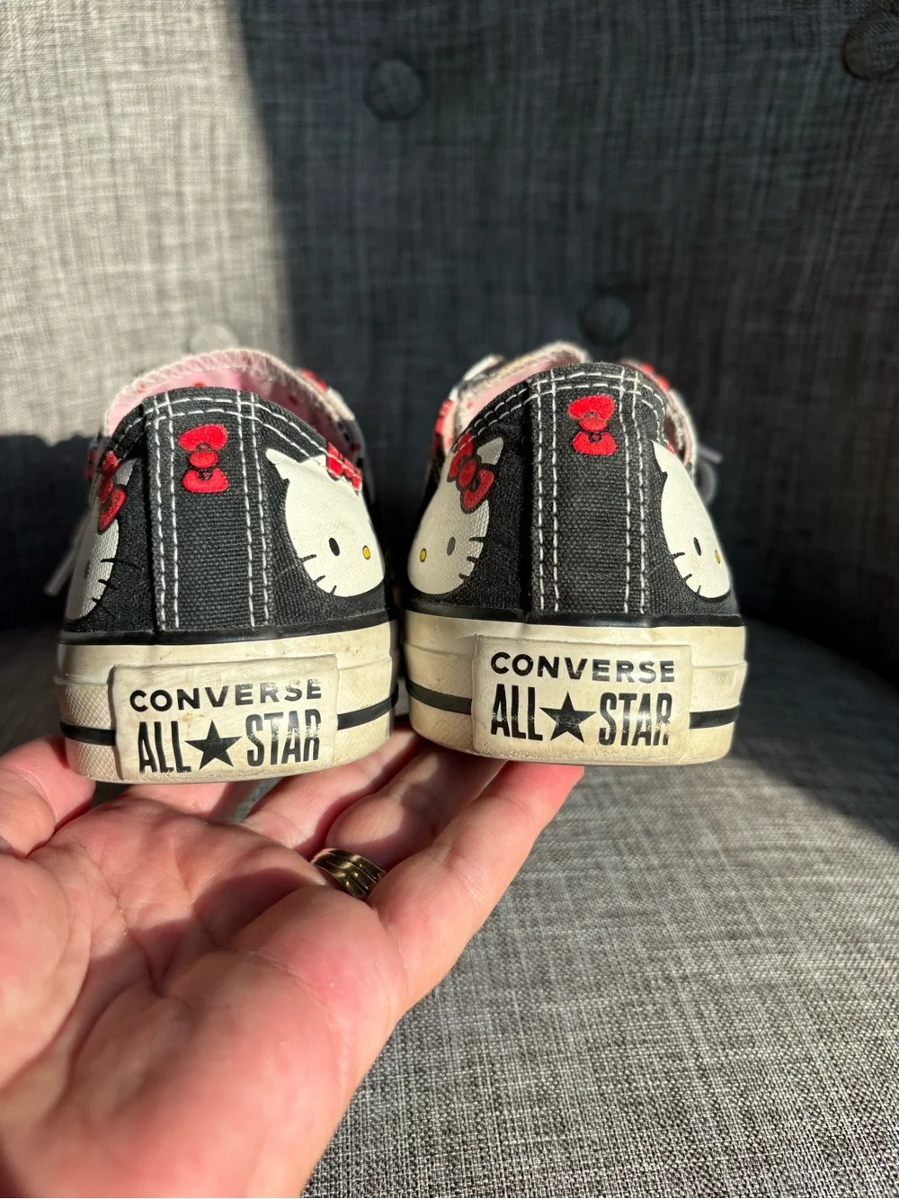 Converse Black Canvas Hello Kitty Women’s Sneakers with White Laces SZ. 8